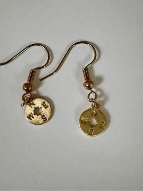 Gold Tone Star Cutout Disc Drop Earrings - Women
